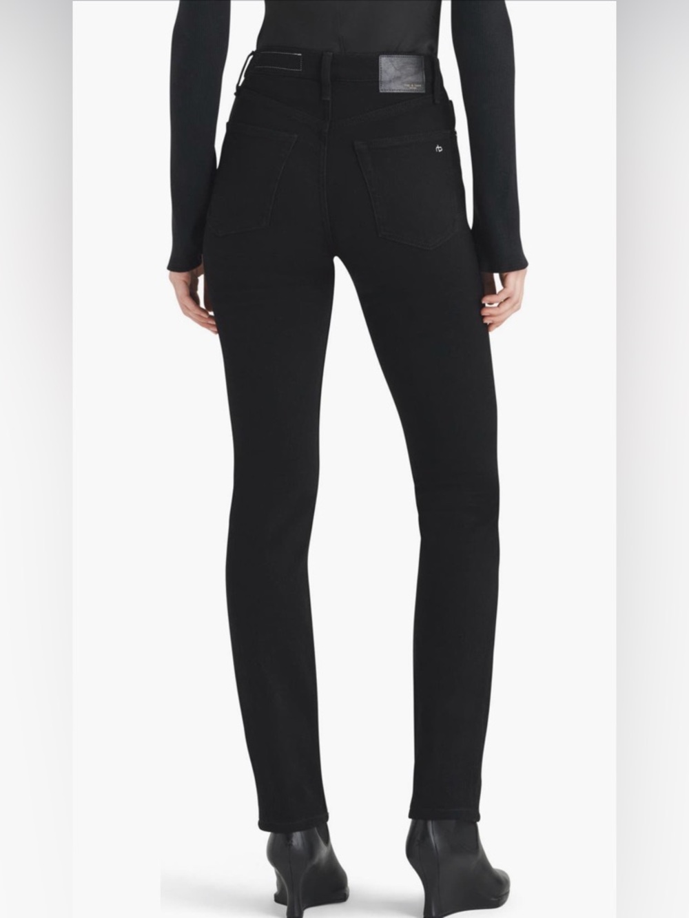 Rag & Bone Wren High Waist Slim Straight Jeans Black - Picture 2 of 7